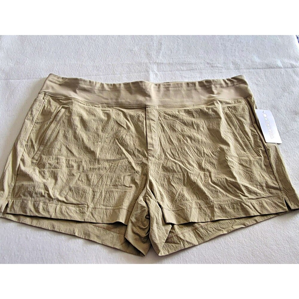 Athleta Trekko North Short Women's Size 26 Beige Pull On Cargo Pockets Stretch